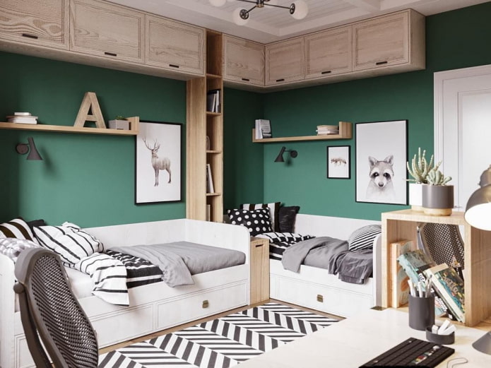 Cameretta per due ragazzi in stile scandinavo