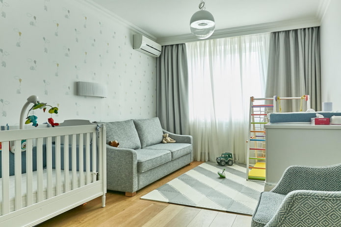 combinazione di colori nella progettazione di una cameretta per neonati