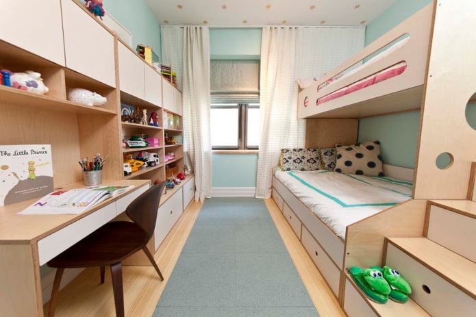 zonizzazione e progettazione di una camera da letto per bambini di sesso diverso