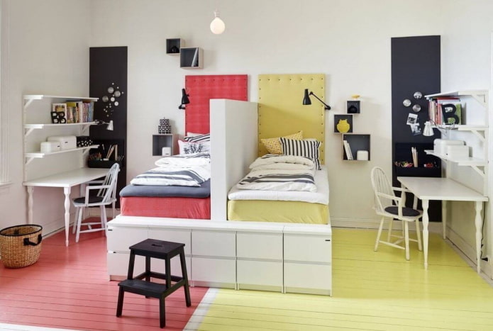 zonizzazione e progettazione di una camera da letto per bambini di sesso diverso