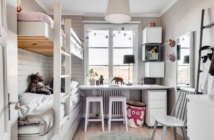 Cameretta scandinava per due bambini