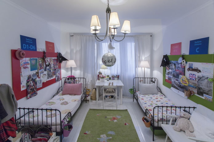 illuminazione dell'interno della camera da letto per bambini di sesso diverso