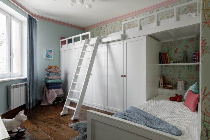 conservazione di oggetti all'interno della camera da letto per bambini di sesso diverso