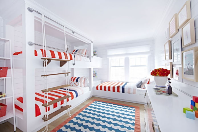 progetto camera da letto per tre bambini