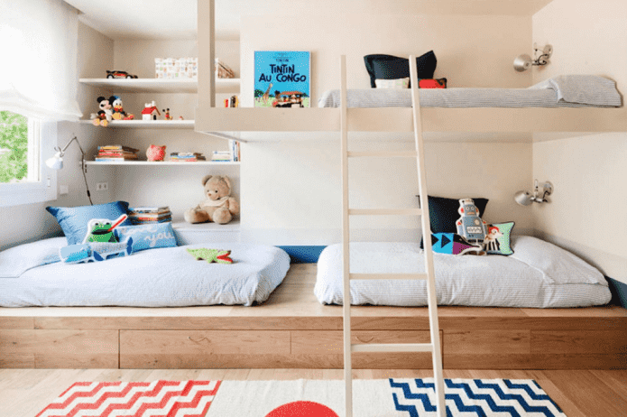 arredare una camera da letto per tre bambini
