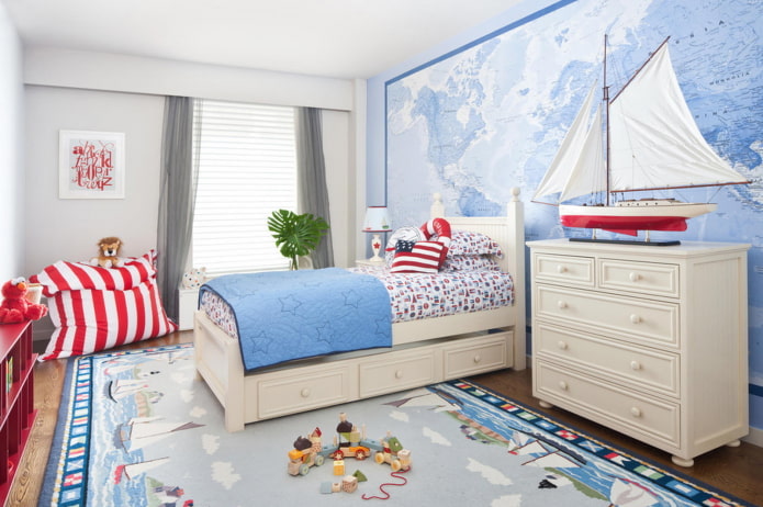 arredamento della cameretta per bambini in stile marino