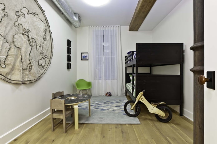 interno di una cameretta per bambini in stile loft