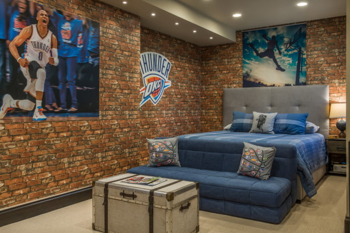 interno della stanza dell'adolescente in stile loft