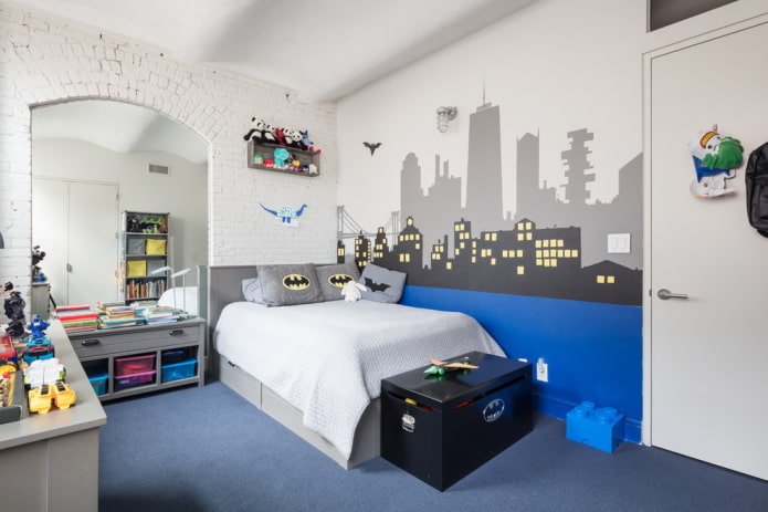interno di una cameretta per ragazzi in stile loft