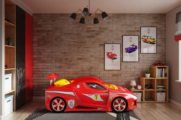 interno della cameretta di un bambino in stile loft