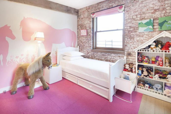 cameretta per bambine in stile loft