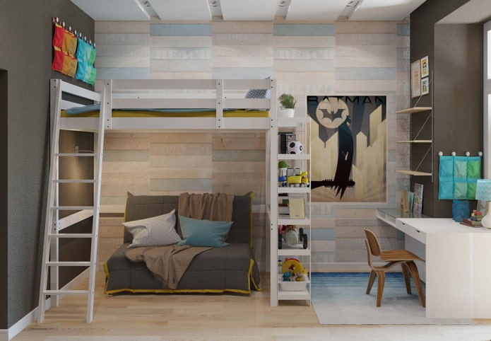 interno di una cameretta per ragazzi in stile loft