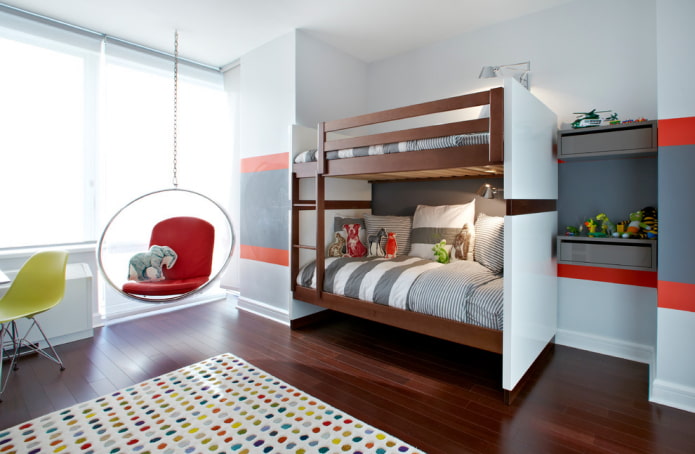 letto a castello standard in una cameretta per bambini