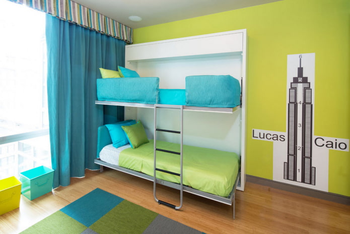 letto a castello trasformabile nella cameretta dei bambini