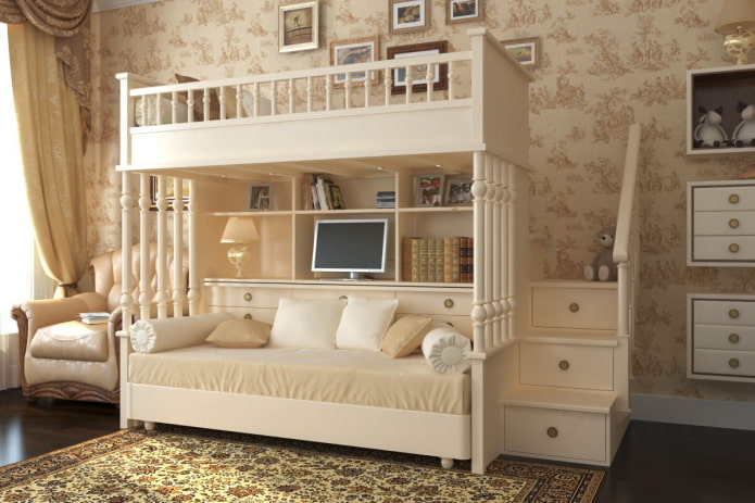 Modello a due livelli in una cameretta per bambini in stile classico