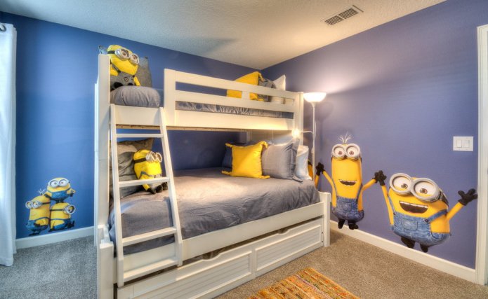 minion in una cameretta viola