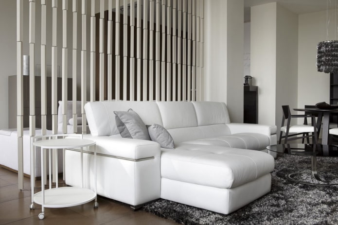 modello di divano con pouf in stile high-tech