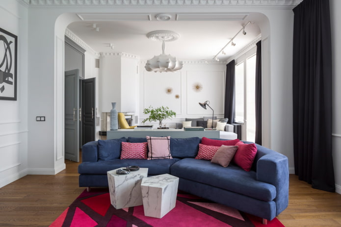 Divano semicircolare blu