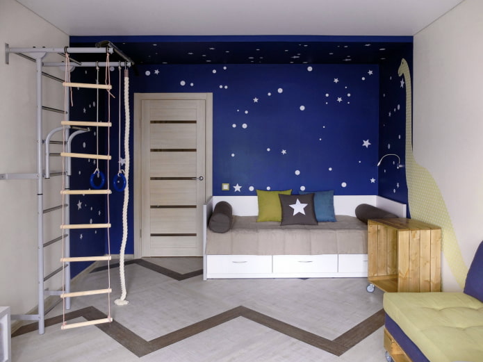 Letto su sfondo blu