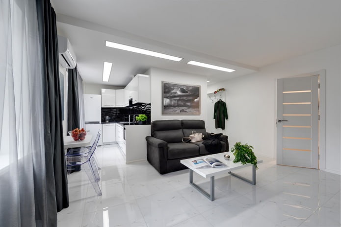 Interno di una cucina-soggiorno in stile moderno
