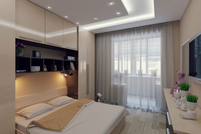 camera da letto in un appartamento bilocale di 50 mq.