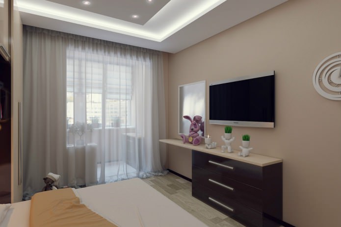 camera da letto in un appartamento bilocale di 50 mq.