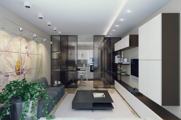 Interno di una cucina-soggiorno in stile moderno