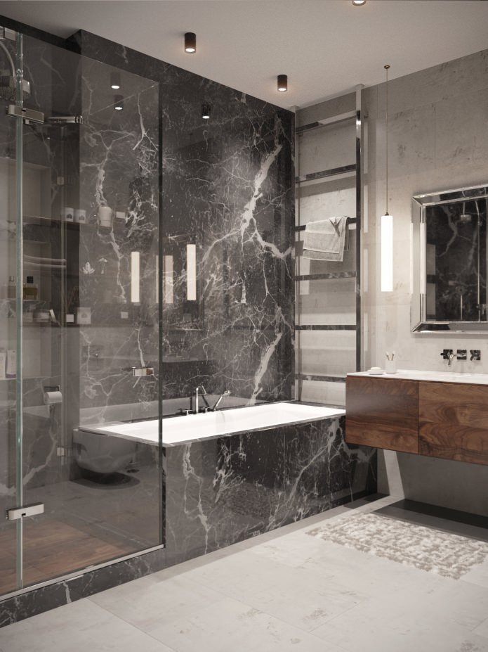 bagno con design in marmo