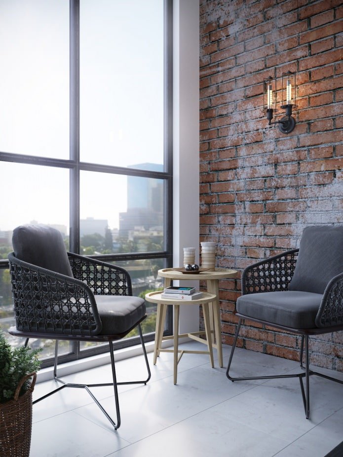 balcone con zona salotto