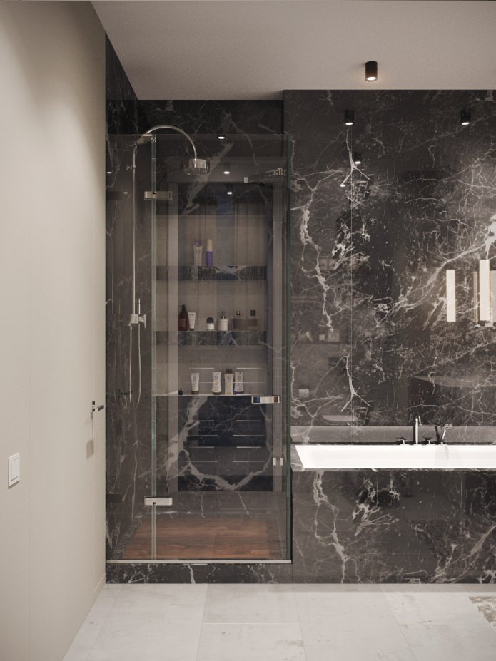 bagno con design in marmo
