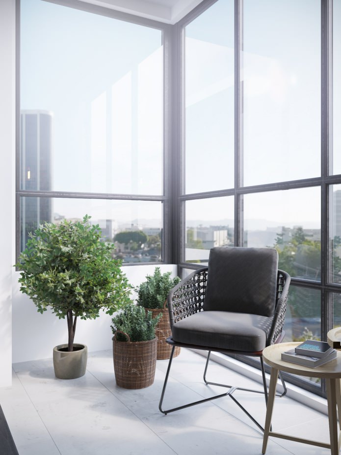 balcone con zona salotto
