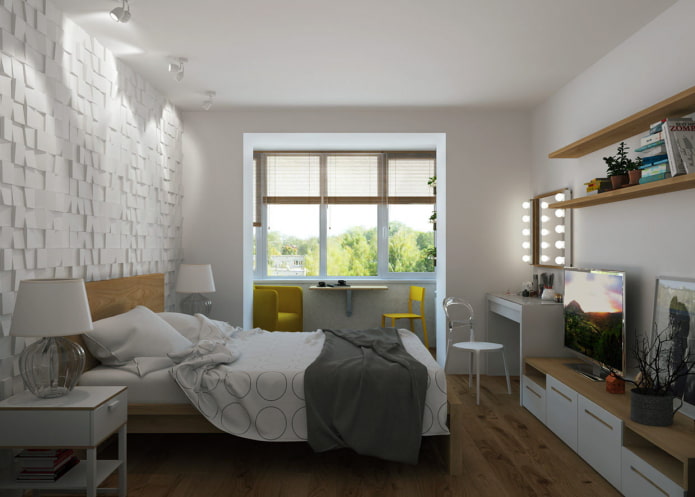 Progettazione della camera da letto in un appartamento di due stanze
