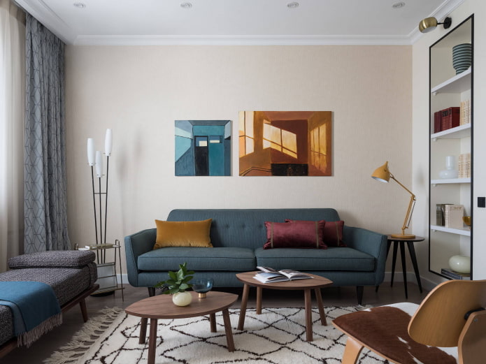 interno del soggiorno con accenti scuri