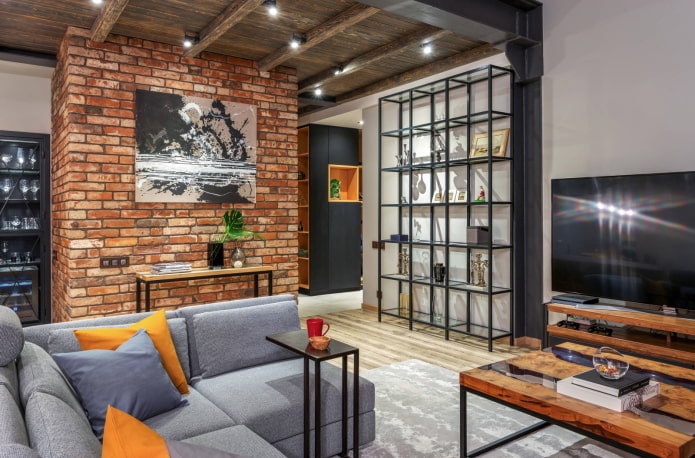 Soggiorno in stile loft