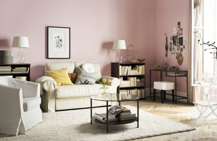 soggiorno rosa chiaro