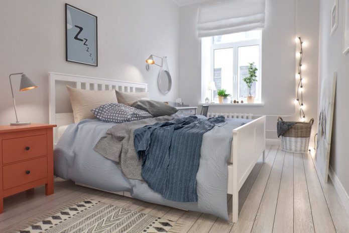 camera da letto nel progetto di design di un appartamento di 100 mq.