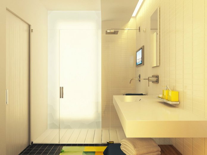 bagno nel progetto di design di un monolocale di 29 mq.