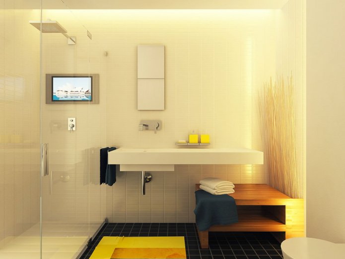 bagno nel progetto di un monolocale di 29 mq.