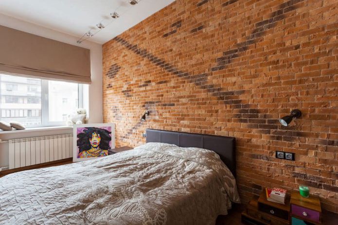 mattoni nell'interno della camera da letto