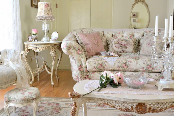 soggiorno in stile shabby chic