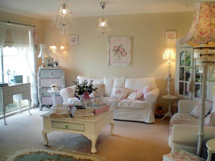 soggiorno in stile shabby chic