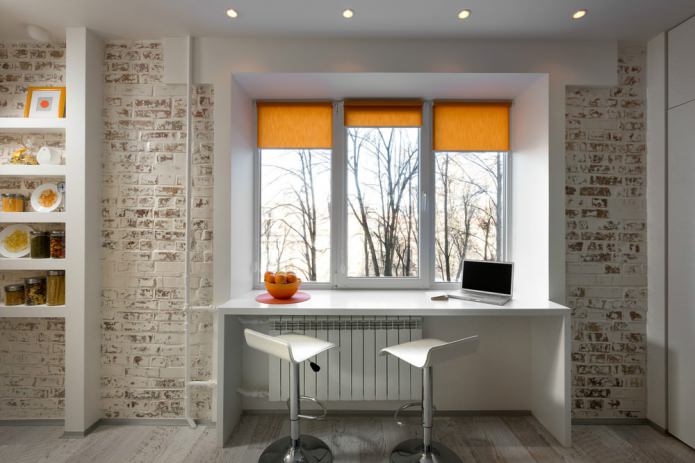 mattoni nell'interior design di uno studio
