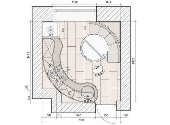 disposizione cucina di 10 mq