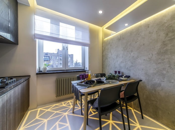 zona pranzo elegante in una cucina di 3 x 3 metri