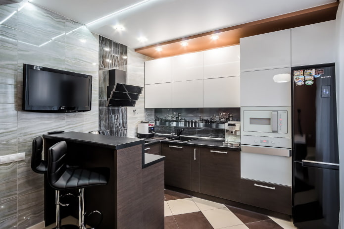 Cucina di 10 mq in stile high-tech