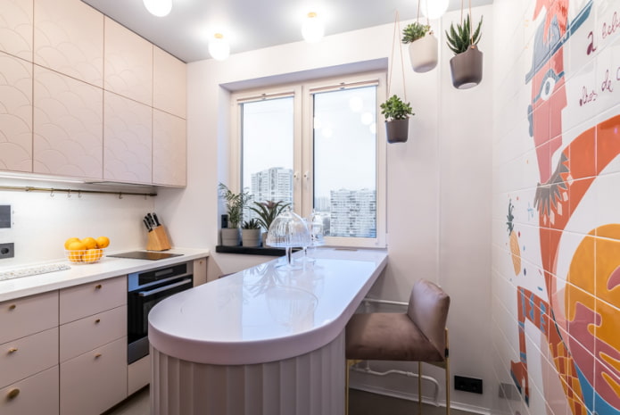 cucina 11 mq con bancone bar