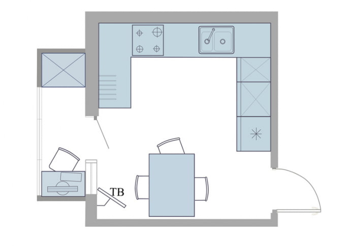 schema cucina con balcone