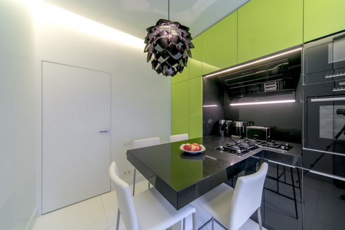set da cucina nero e verde