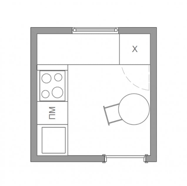 planimetria della cucina di 4 metri quadrati