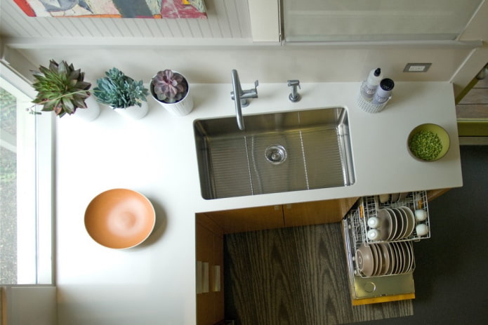 cucina di 6 metri quadrati con lavastoviglie